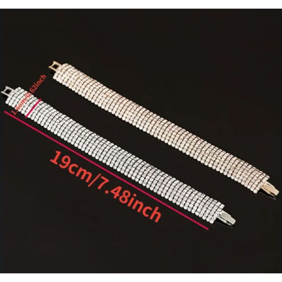 Stunning 8 Row Rhinestones Bracelet Wedding Prom Evening Dressup - Picture 4 of 11